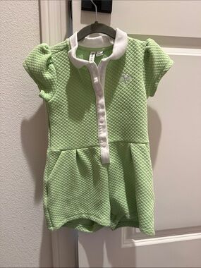 Janie and Jack x Disney Light Green Quilted Romper with White Trim